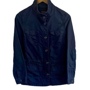 Talbots navy linen blend utility shirt jacket women S